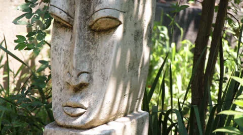 Mysterious Garden Statue 2 Stock Footage 24813622