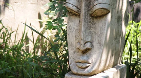 Mysterious Garden Statue 3 Stock Footage 24813273