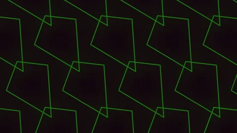 Mysterious geometric green line pattern on black background Video stock 285695808