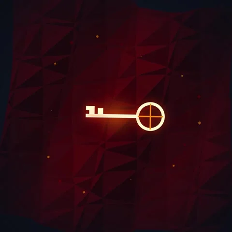 Mysterious Glowing Key Unlocking Secrets on a Textured Red Background with .. Stock Footage 348199090