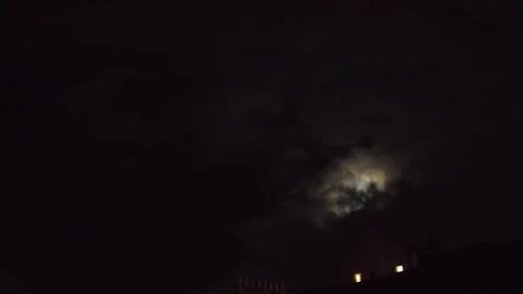 Mysterious Glowing Moon in Dark Sky Stock Footage 346205681
