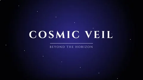 Mysterious glowing text 'Cosmic Veil Beyond The Horizon' on dark space back.. Stock Footage 337656566