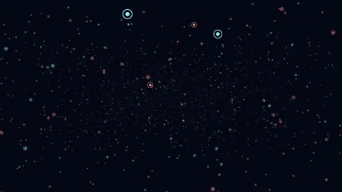 Mysterious grid of blue circles on dark background 動画素材 285690816