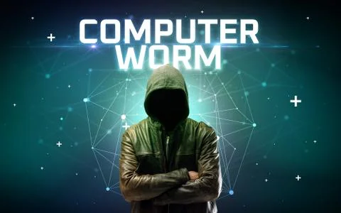 Mysterious hacker, online attack concept Stock Photos