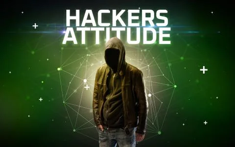 Mysterious hacker, online attack concept Stockfoto's