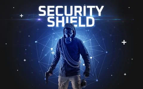Mysterious hacker, online attack concept Stock Photos