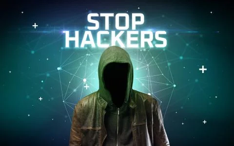 Mysterious hacker, online attack concept Stockfoto's