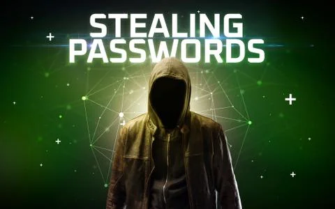 Mysterious hacker, online attack concept Stock Photos