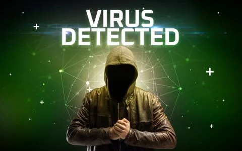 Mysterious hacker, online attack concept Stock Photos