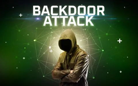 Mysterious hacker, online attack concept Stock Photos