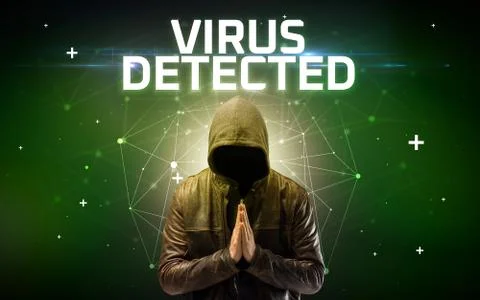 Mysterious hacker, online attack concept Stockfoto's