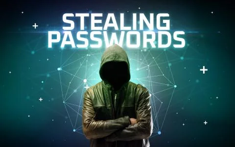 Mysterious hacker, online attack concept Stock Photos