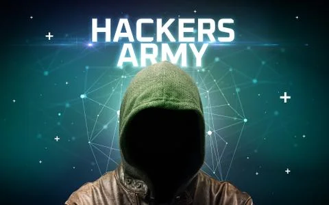 Mysterious hacker, online attack concept Stockfoto's