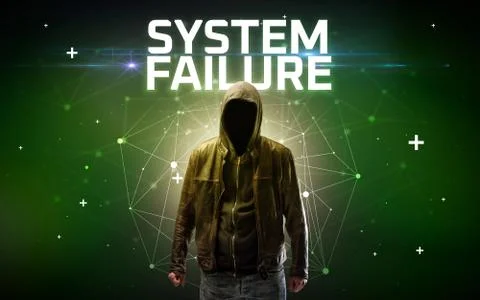 Mysterious hacker, online attack concept 库存照片