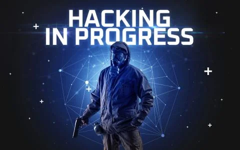 Mysterious hacker, online attack concept Stock Photos