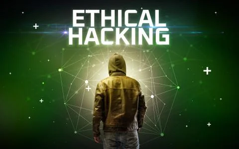 Mysterious hacker, online attack concept Stockfoto's