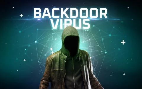 Mysterious hacker, online attack concept Stockfoto's