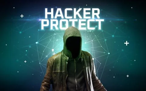 Mysterious hacker, online attack concept 写真素材