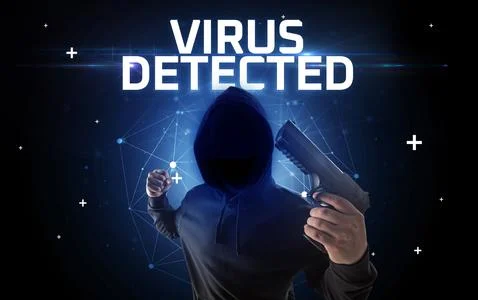 Mysterious hacker, online attack concept Stock Photos