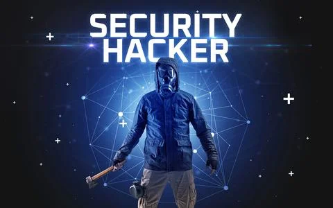 Mysterious hacker, online attack concept Stock Photos