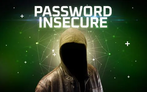 Mysterious hacker, online attack concept 库存照片
