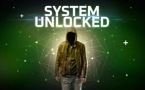 Mysterious hacker, online attack concept 写真素材