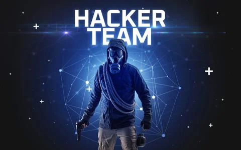 Mysterious hacker, online attack concept Stockfoto's