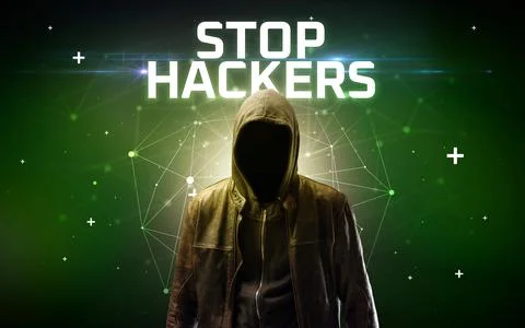 Mysterious hacker, online attack concept Stock Photos