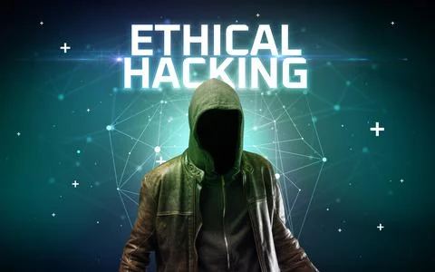 Mysterious hacker, online attack concept Stockfoto's