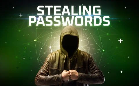 Mysterious hacker, online attack concept Stock Photos