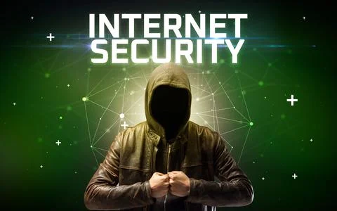 Mysterious hacker, online attack concept Stock Photos