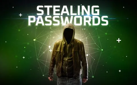 Mysterious hacker, online attack concept Stock Photos
