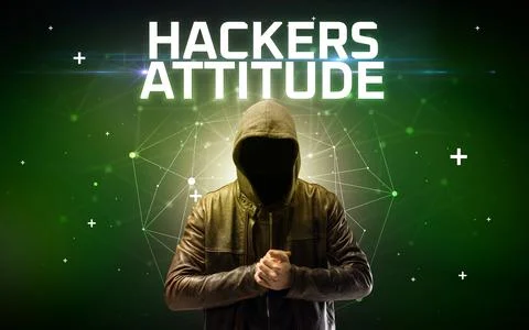 Mysterious hacker, online attack concept Stock Photos