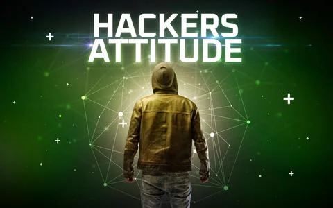 Mysterious hacker, online attack concept Stockfoto's