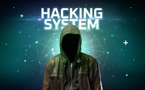 Mysterious hacker, online attack concept 写真素材