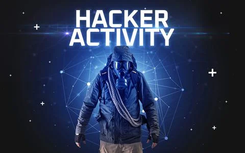 Mysterious hacker, online attack concept Stock Photos