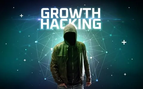 Mysterious hacker, online attack concept 库存照片