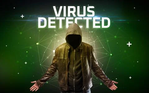 Mysterious hacker, online attack concept Stock Photos