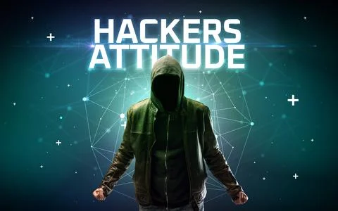 Mysterious hacker, online attack concept Stock Photos