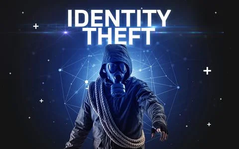 Mysterious hacker, online attack concept Stockfoto's