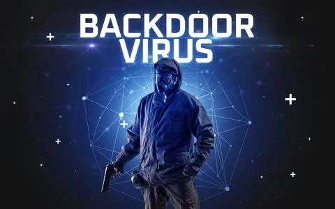 Mysterious hacker, online attack concept Stock Photos