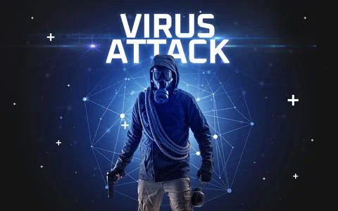 Mysterious hacker, online attack concept Stock Photos