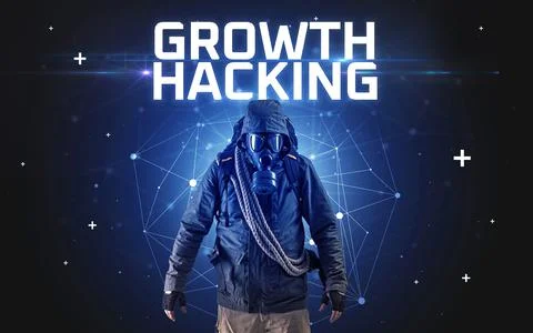 Mysterious hacker, online attack concept Stockfoto's