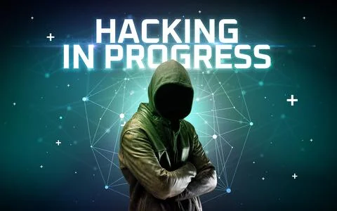 Mysterious hacker, online attack concept 写真素材