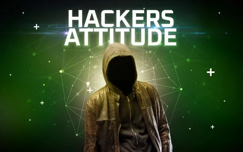 Mysterious hacker, online attack concept Stockfoto's