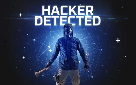 Mysterious hacker, online attack concept Stockfoto's