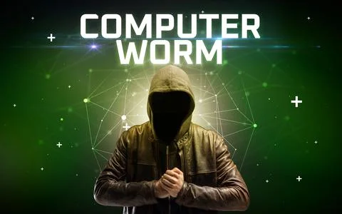 Mysterious hacker, online attack concept Stock Photos