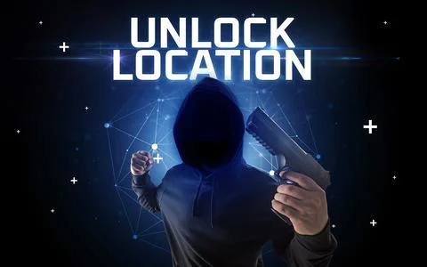 Mysterious hacker, online attack concept Stockfoto's