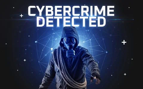 Mysterious hacker, online attack concept 库存照片