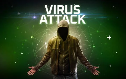 Mysterious hacker, online attack concept 写真素材